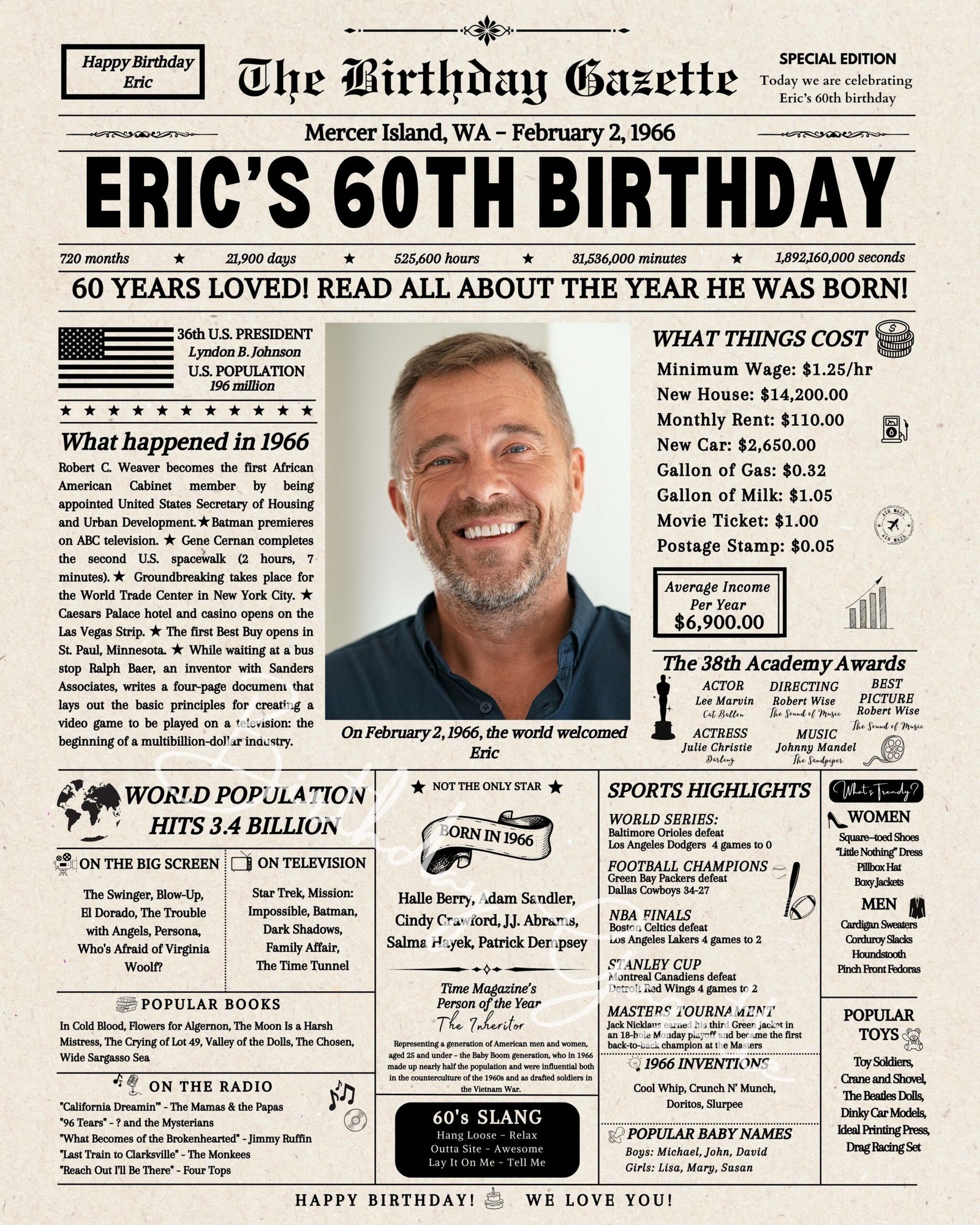 60th birthday newspaper 60th birthday newspaper