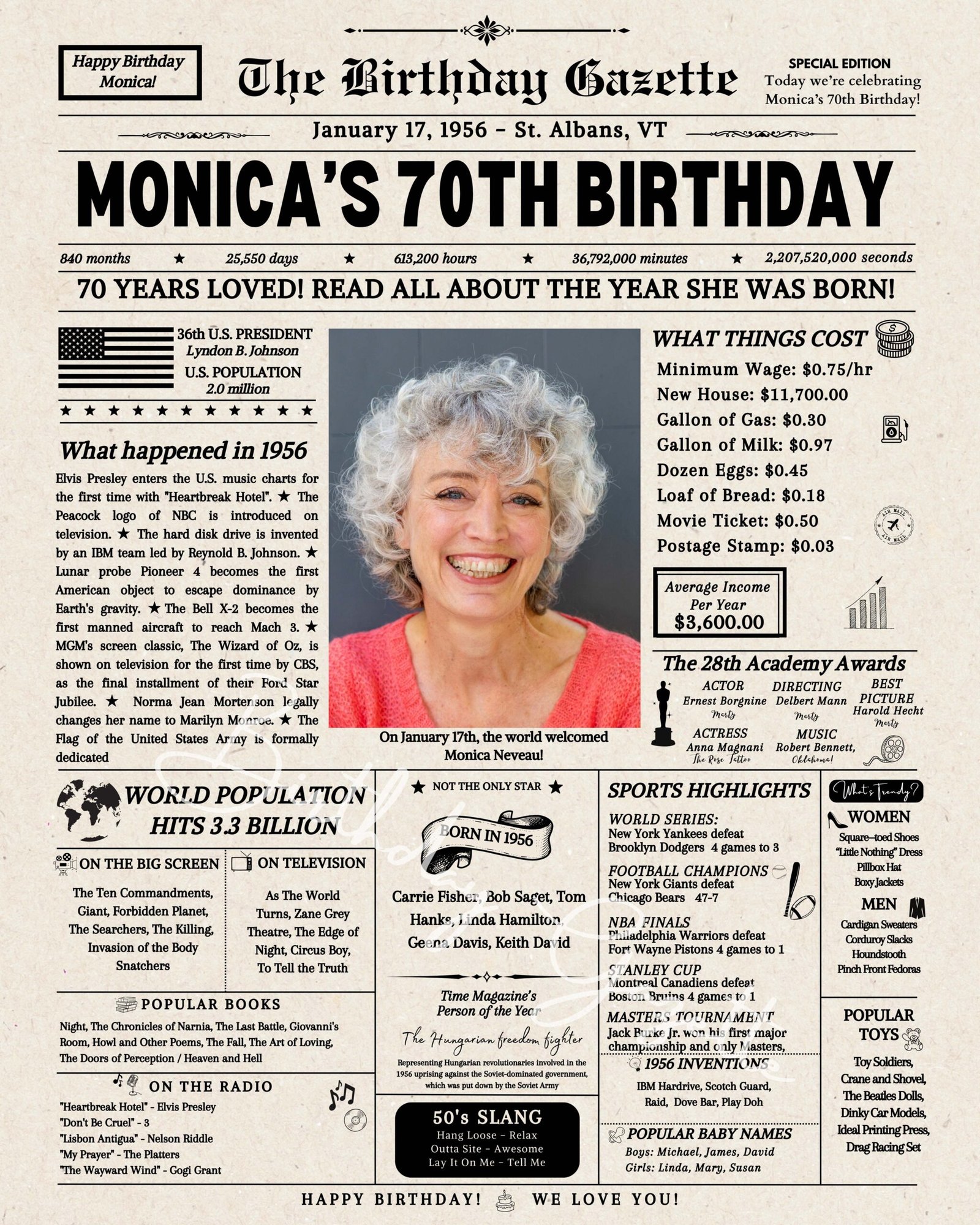 70th birthday newspaper 70th birthday newspaper