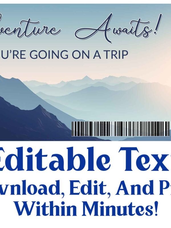 Adventure Travel Ticket - Print And Give A Ticket