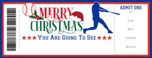 Christmas Baseball Game Gift Ticket - Print And Give A Ticket