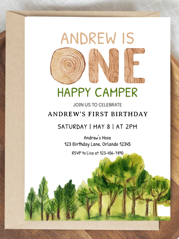 One Happy Camper Birthday Invitation Download