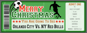 Christmas Soccer Game Ticket - Print And Give A Ticket
