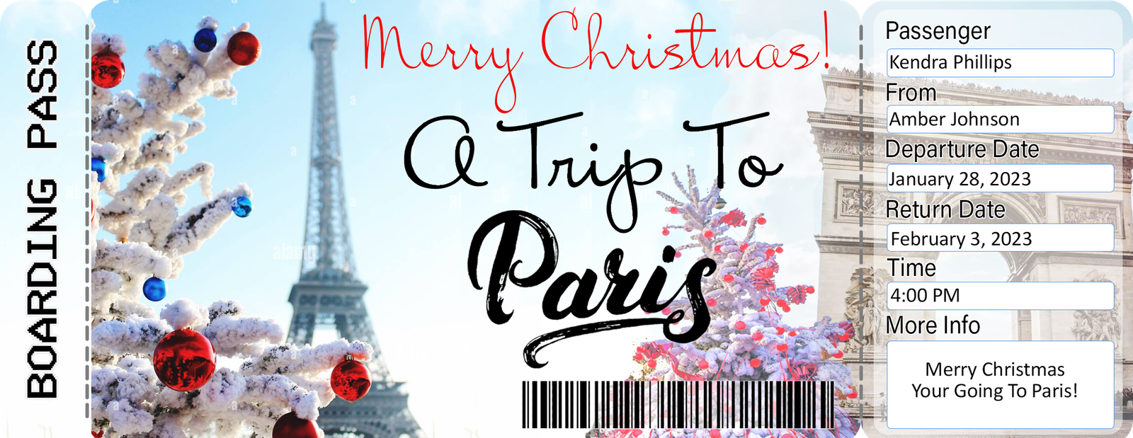 XMAS Paris Boarding Pass Listing 1