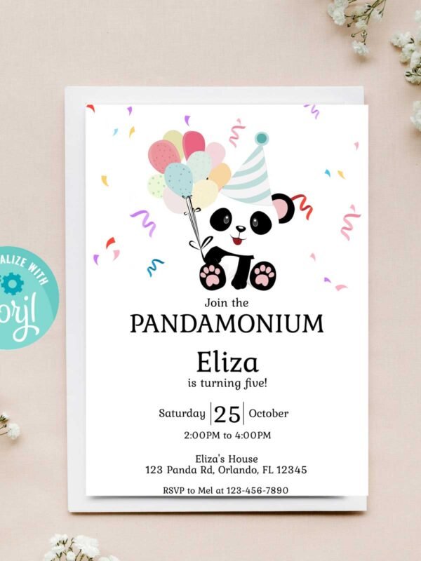 Panda Birthday Party Invitation Download
