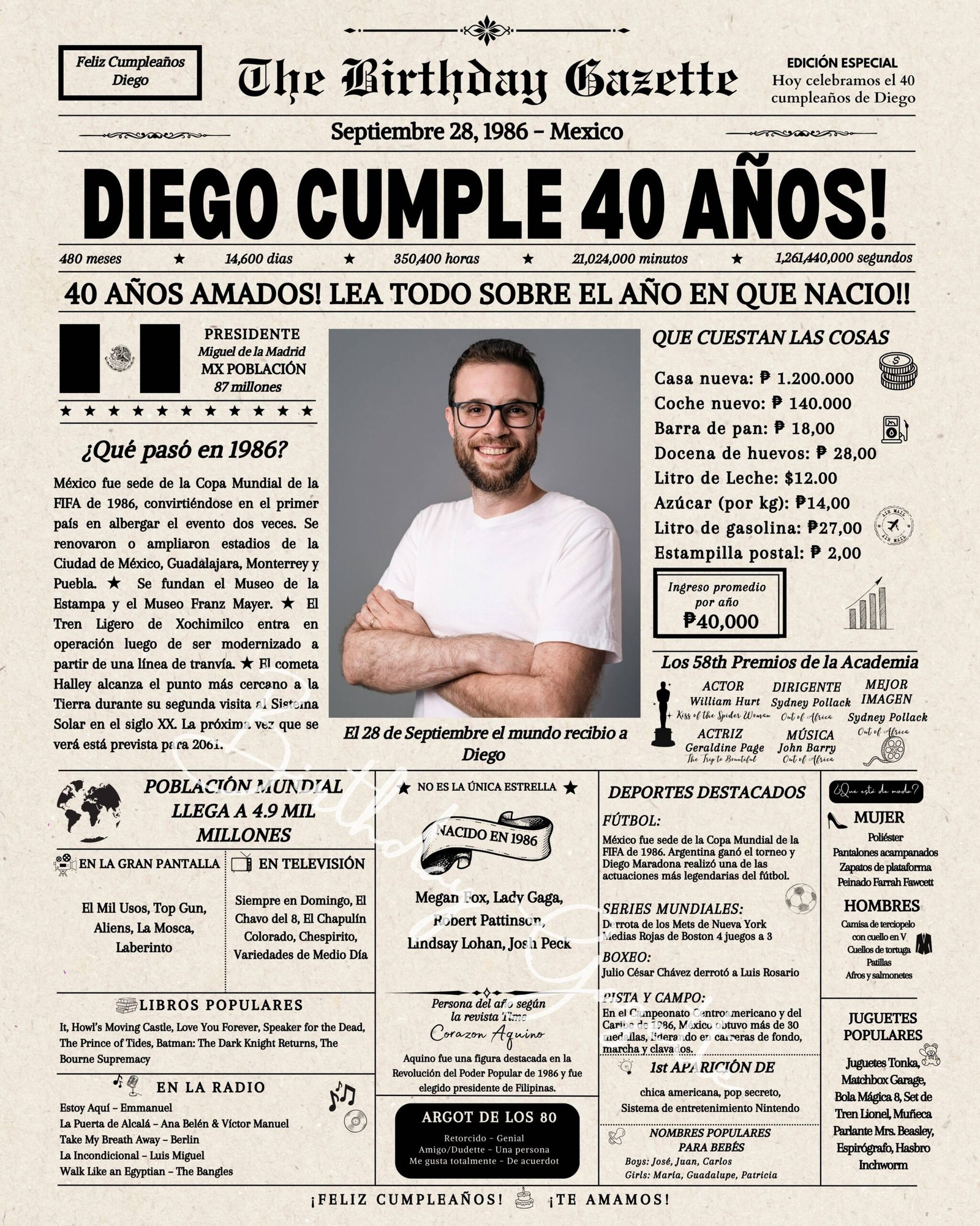 40th Birthday Newspaper Mexico 40th Birthday Newspaper Mexico