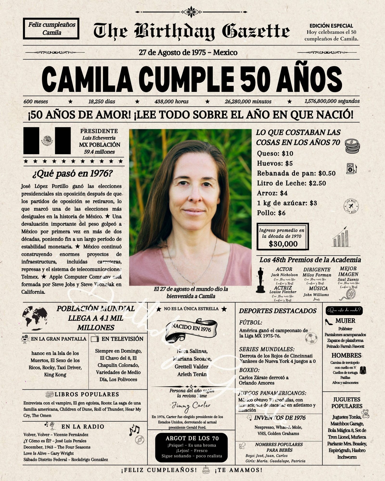50th Birthday Newspaper Customized Mexico 50th Birthday Newspaper Customized Mexico