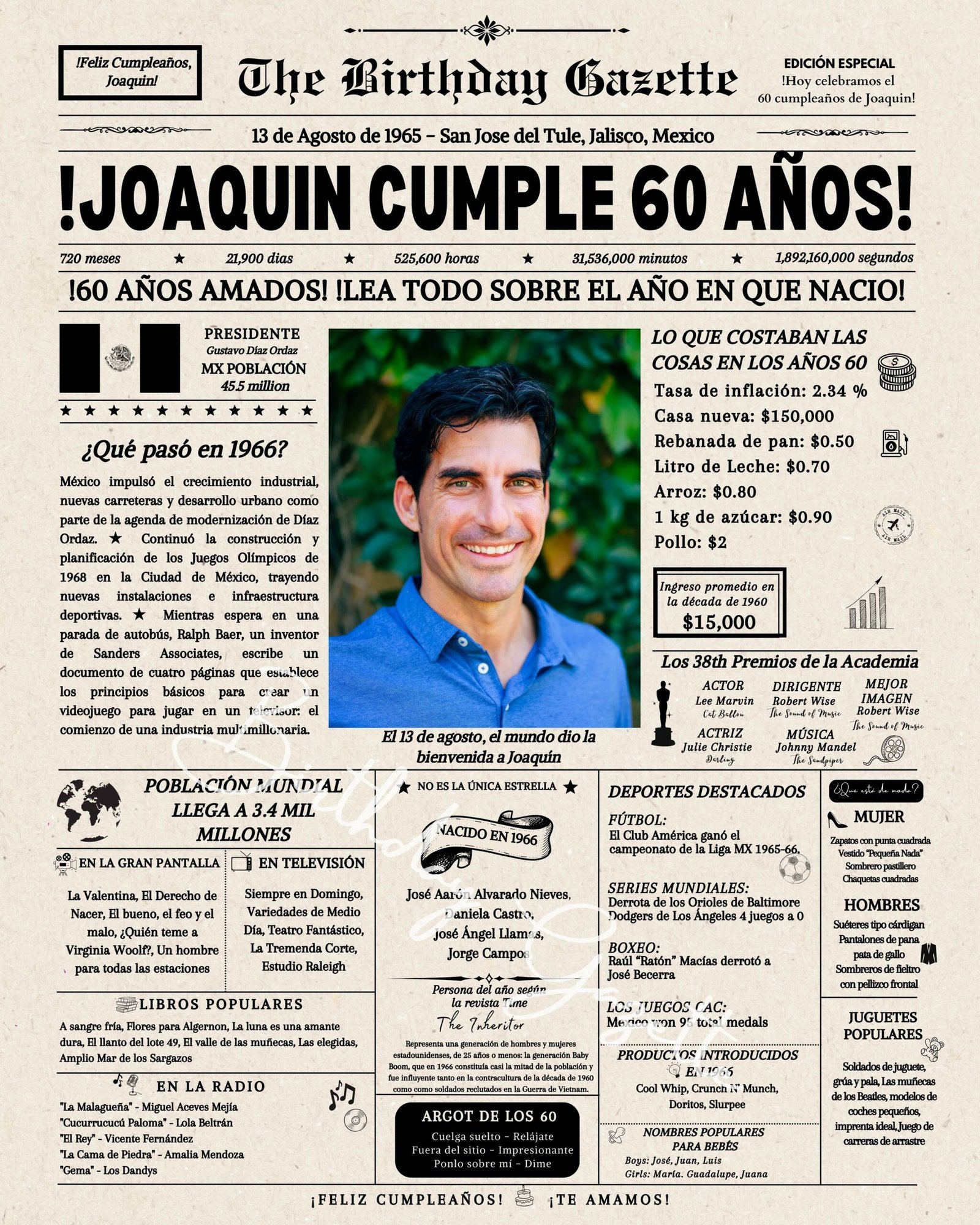 60th Birthday Newspaper Mexico 60th Birthday Newspaper Mexico