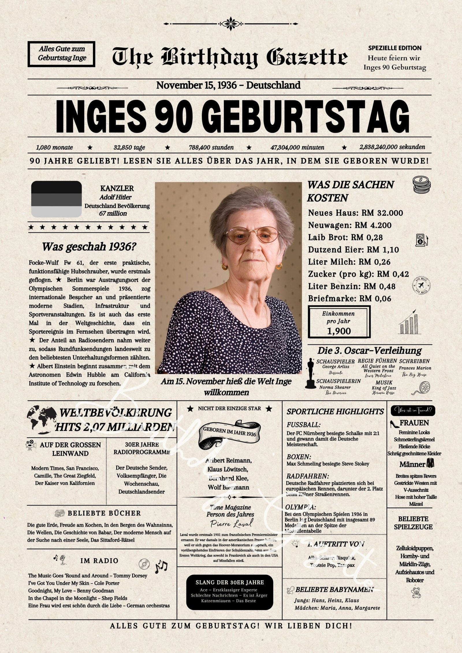 90th Birthday Newspaper Germany 90th Birthday Newspaper Germany