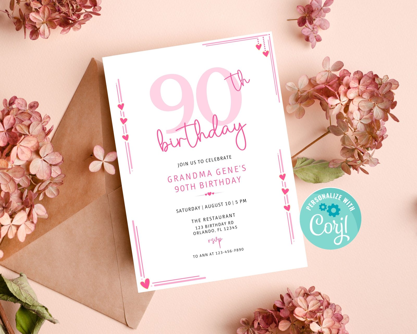 90th Birthday Invitation 90th Birthday Invitation