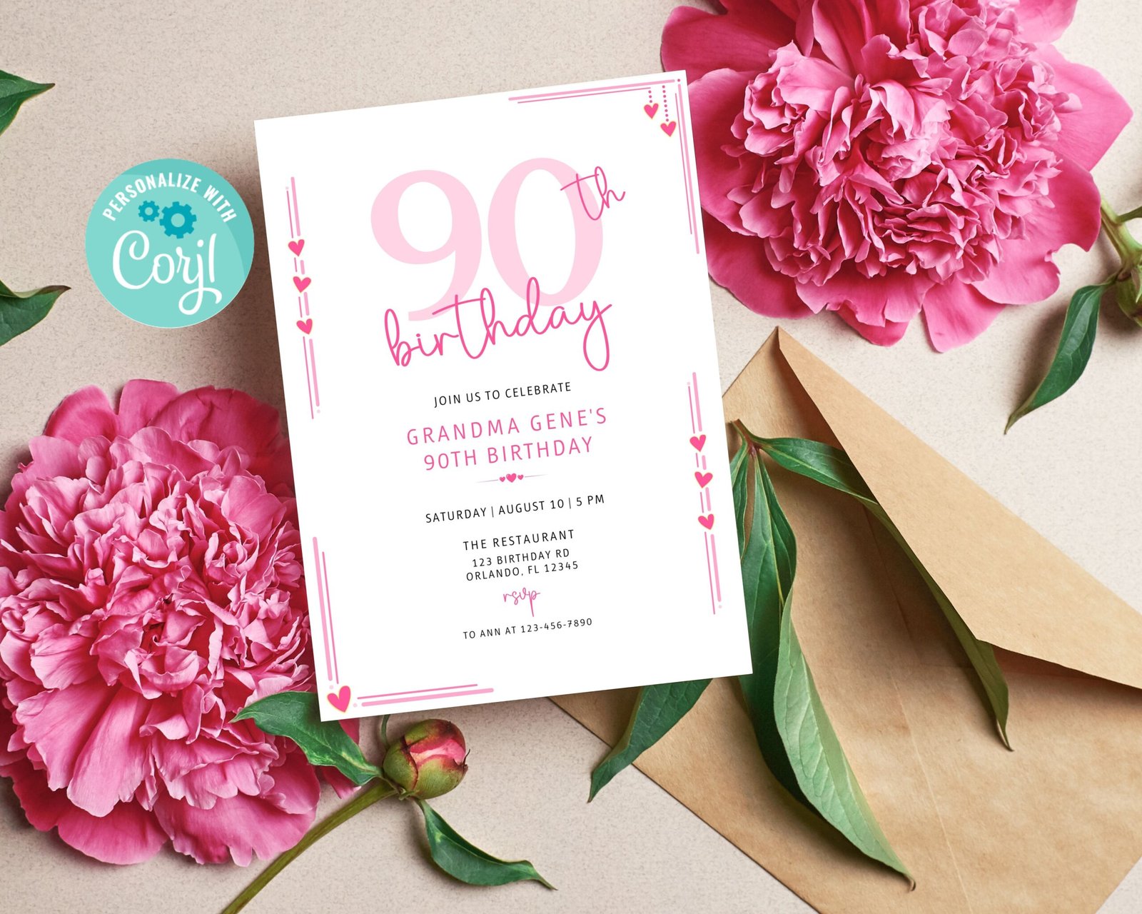 90th Birthday Invitation 90th Birthday Invitation