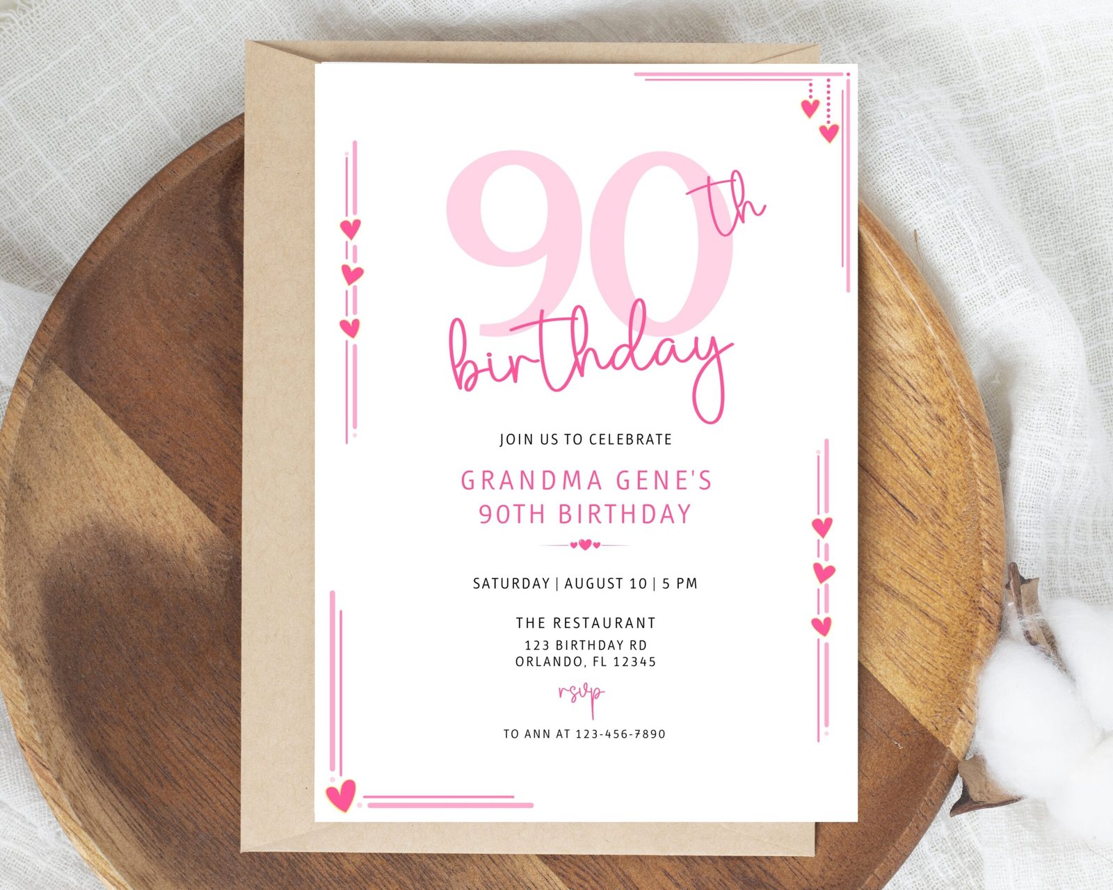 90th Birthday Invitation 90th Birthday Invitation