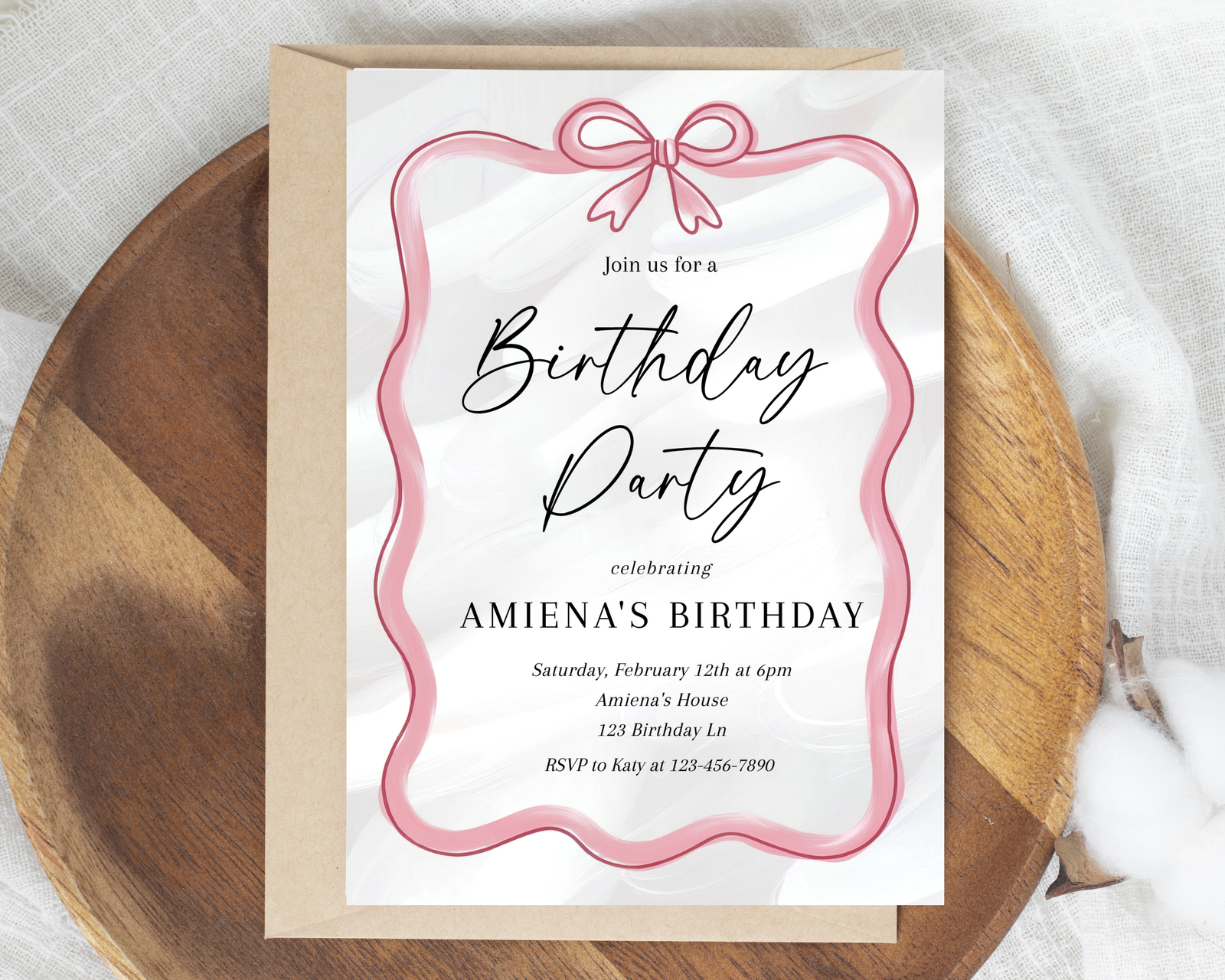 Pink Ribbon Editable Invitation Pink Ribbon Editable Invitation