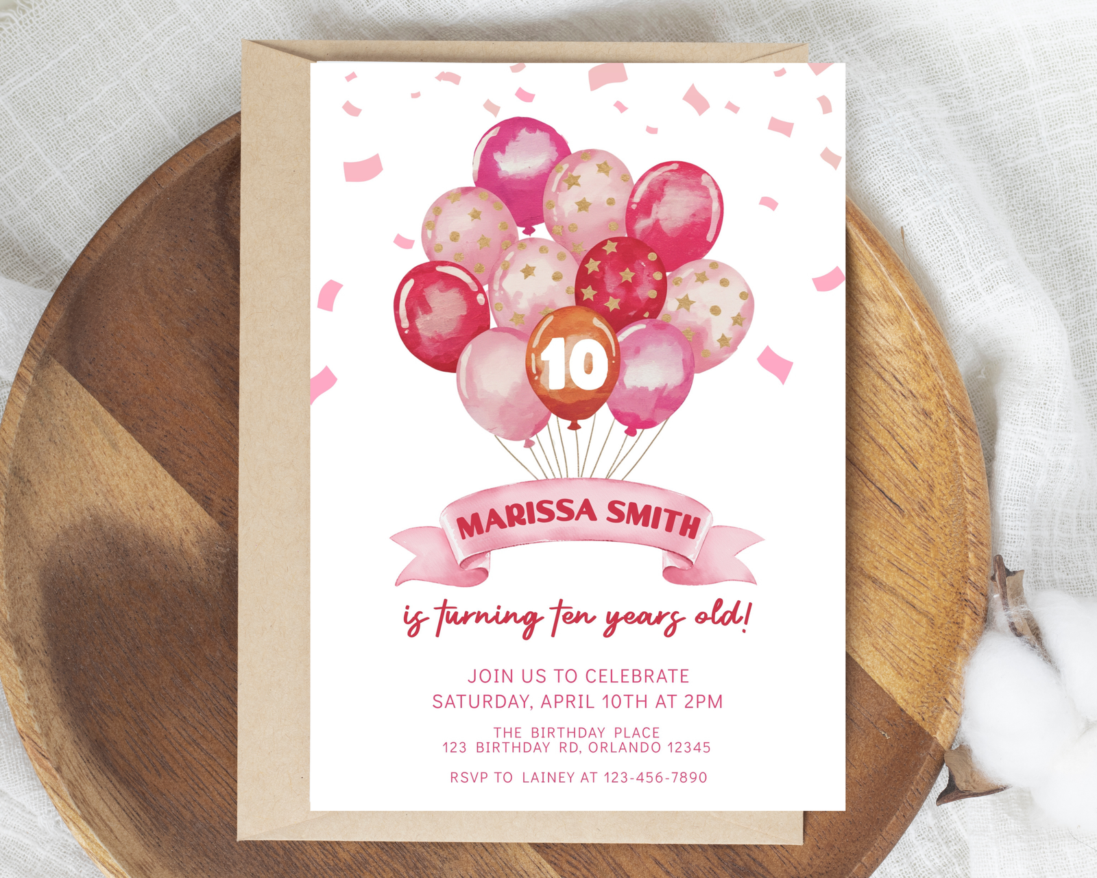 Pink Balloon Editable Invitation Pink Balloon Editable Invitation