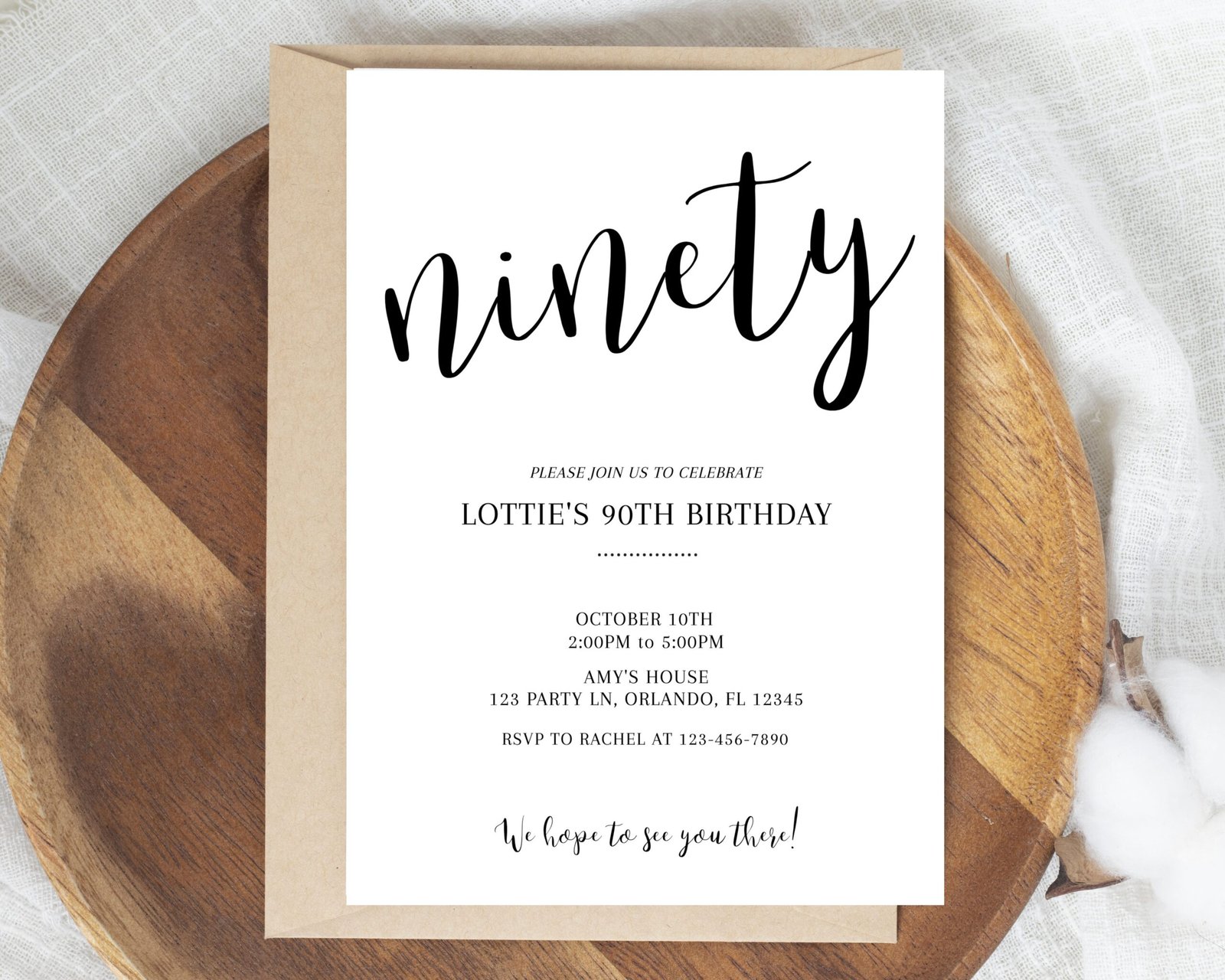 90th Birthday Invitation 90th Birthday Invitation