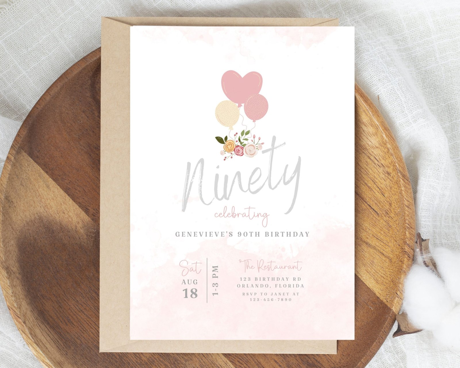 90th Birthday Invitation 90th Birthday Invitation