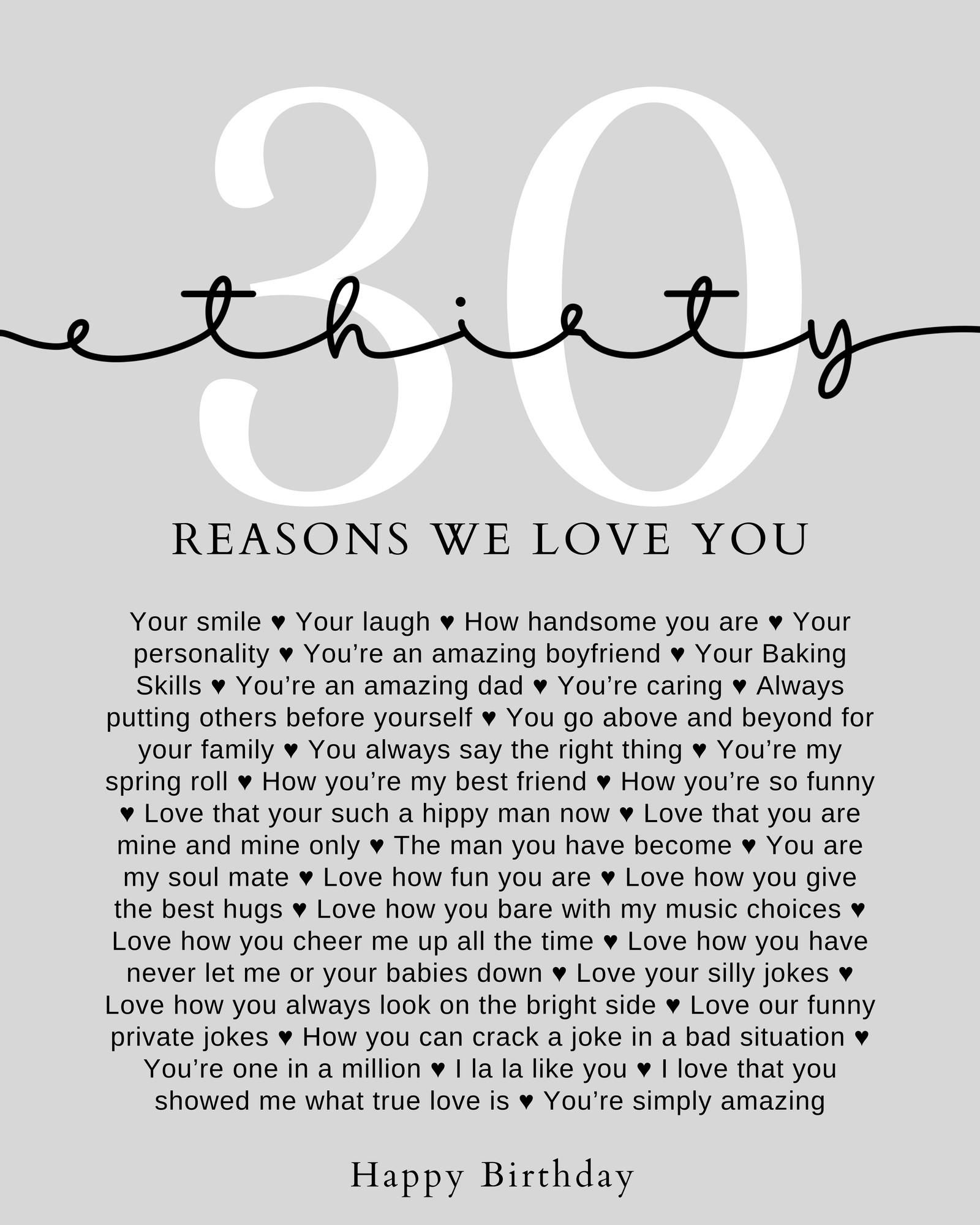 30 Reasons We Love You Text 30 Reasons We Love You Text