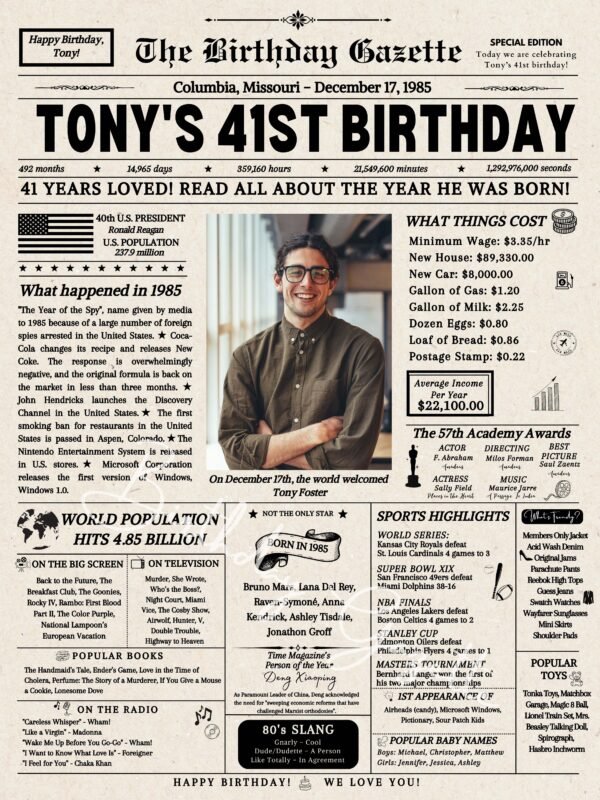 41st Birthday Newspaper