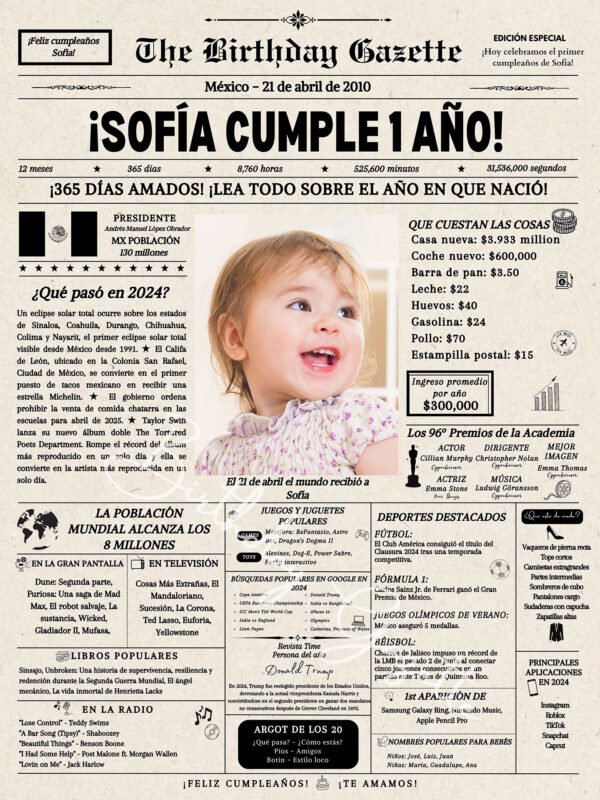 1st Birthday Newspaper Mexico