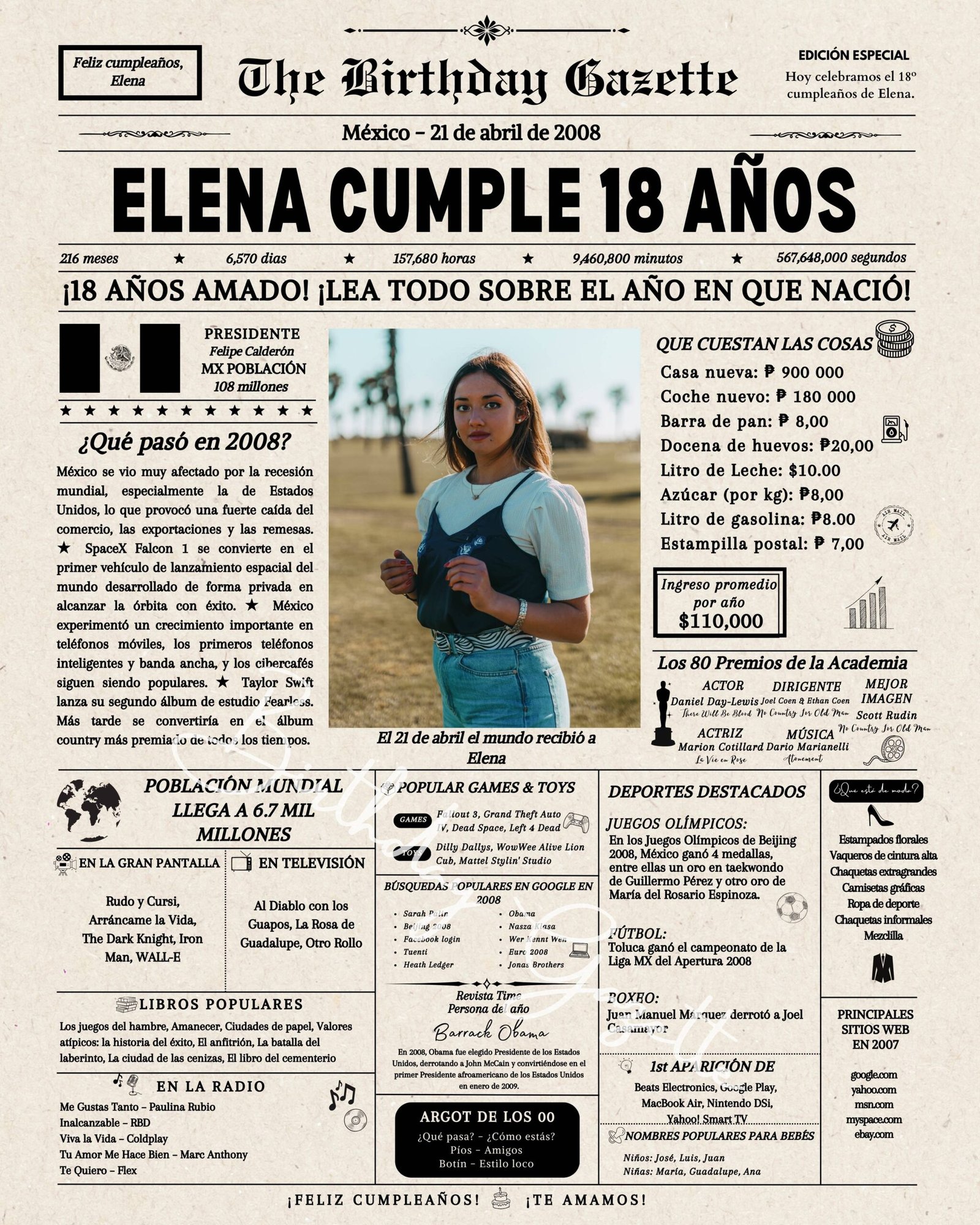 18th Birthday Newspaper Mexico 18th Birthday Newspaper Mexico