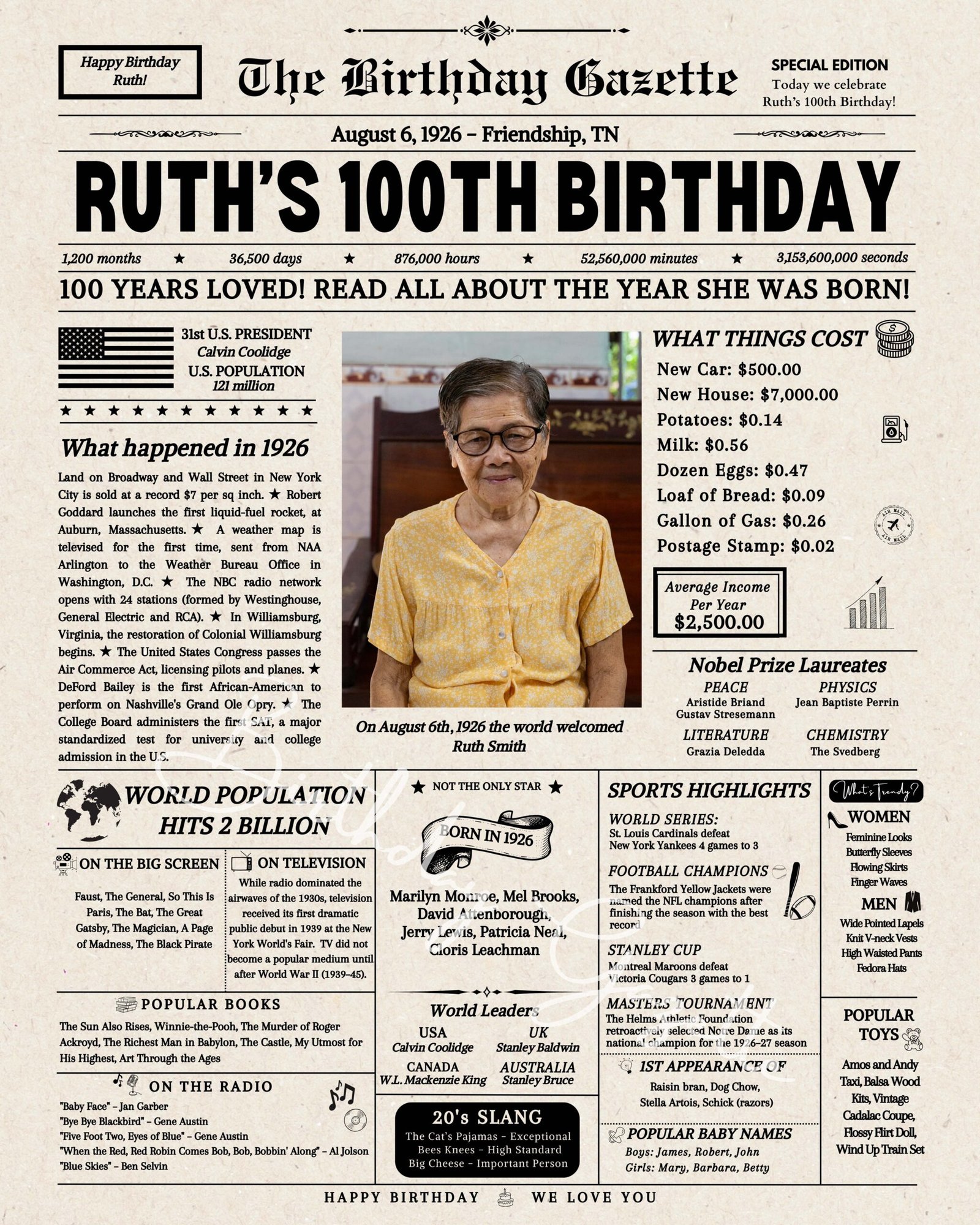 100th birthday newspaper 100th birthday newspaper