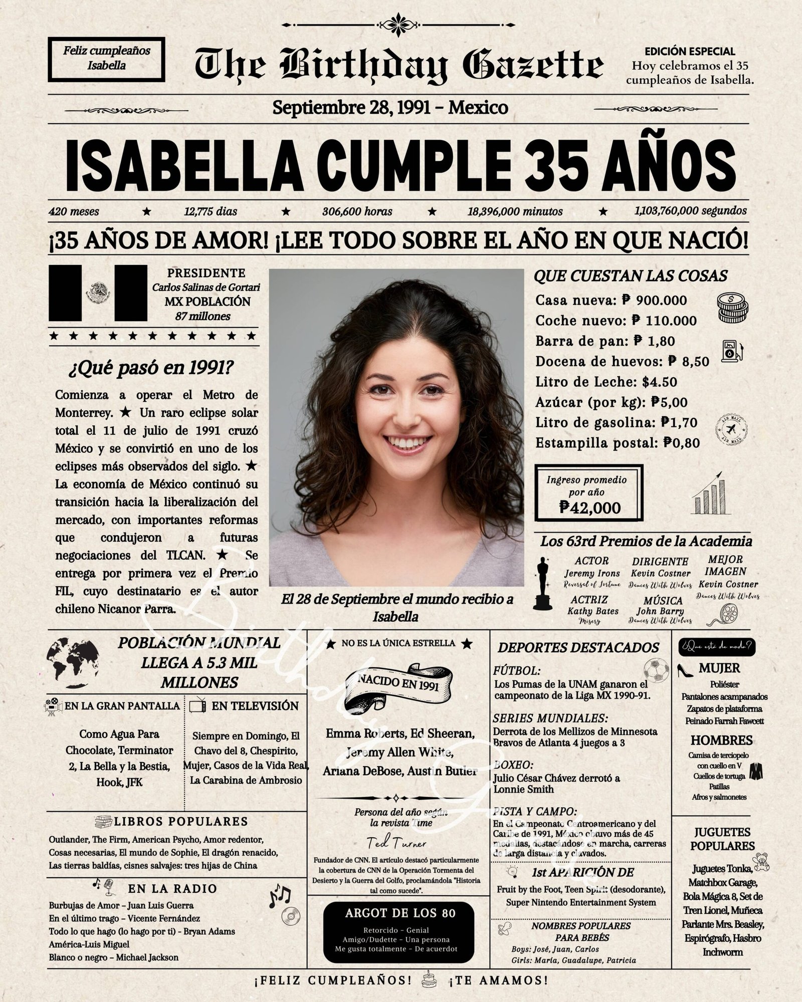 35th Birthday Newspaper Mexico 35th Birthday Newspaper Mexico