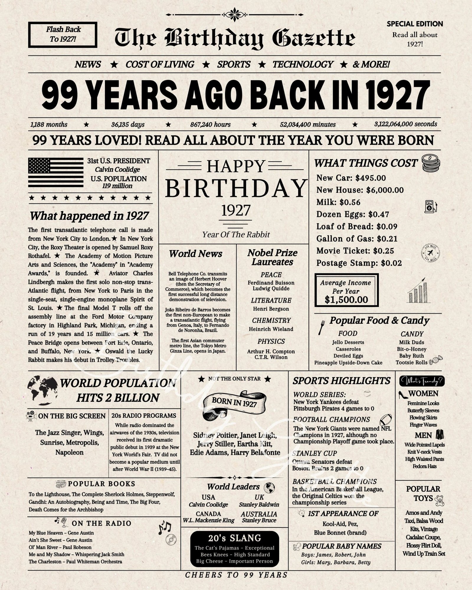 99th Birthday Newspaper Download USA 99th Birthday Newspaper Download USA