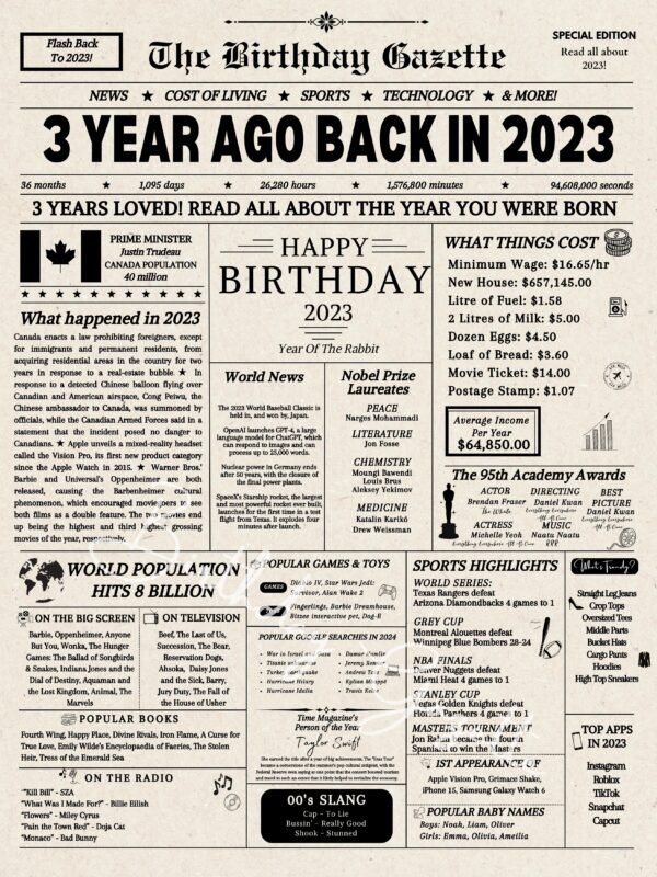 3rd Birthday Newspaper Canada